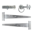 TIMCO Security & Ironmongery TIMCO Side Gate Kit Medium Tee Hinges Ring Latch & Brenton Padbolt Hot Dipped Galvanised - 18"