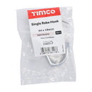 TIMCO Security & Ironmongery TIMCO Single Robe Hook Satin Chrome - 44 x 18mm