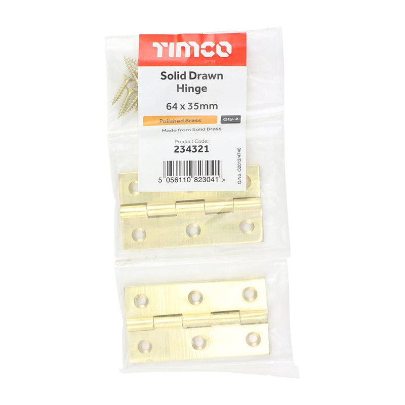 TIMCO Security & Ironmongery TIMCO Solid Drawn Brass Hinges Polished Brass