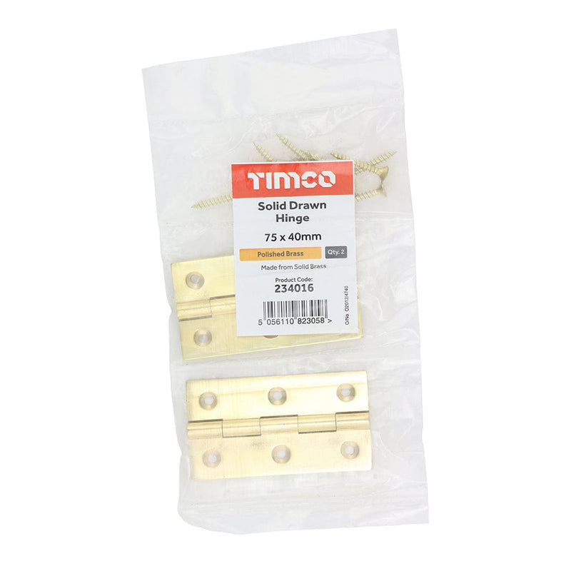TIMCO Security & Ironmongery TIMCO Solid Drawn Brass Hinges Polished Brass