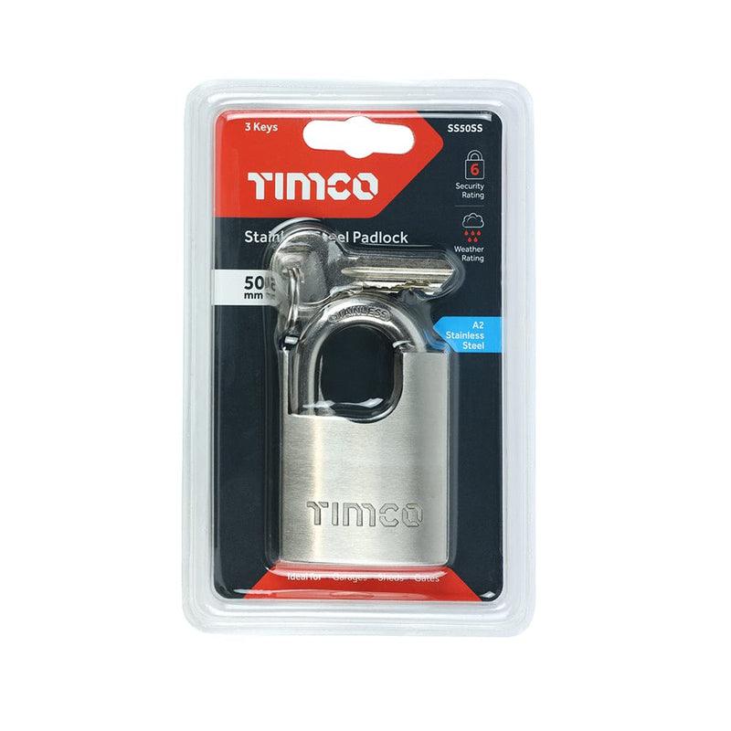 TIMCO Security & Ironmongery TIMCO Stainless Steel Padlock - 50mm
