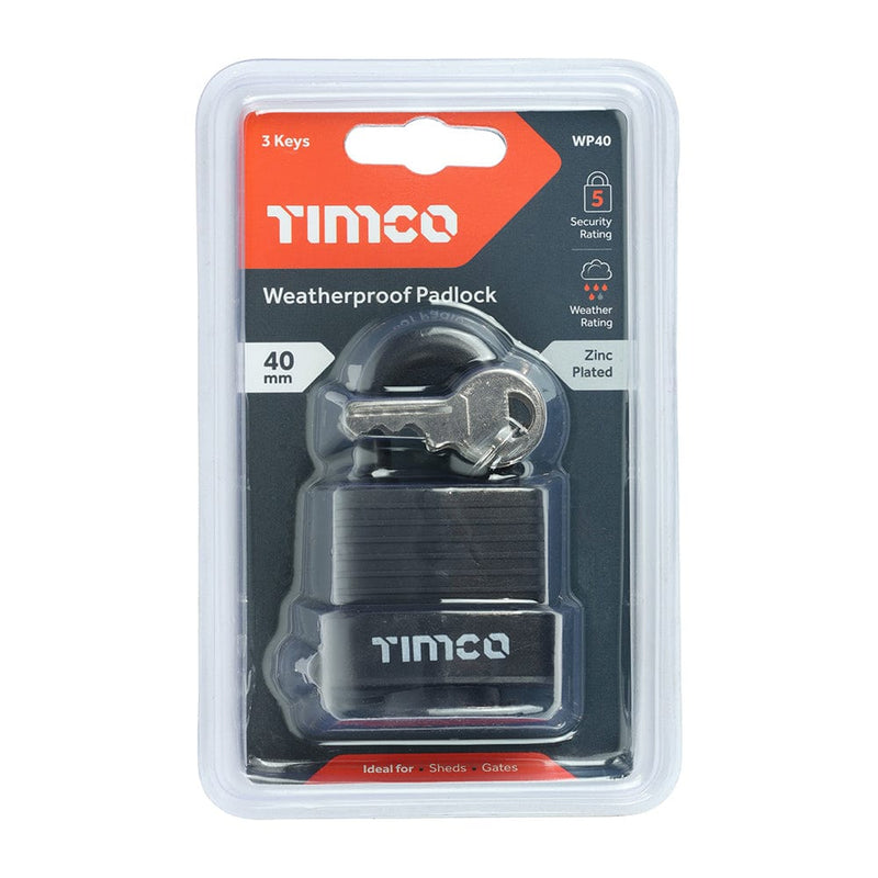 TIMCO Security & Ironmongery TIMCO Weatherproof Padlock - 40mm