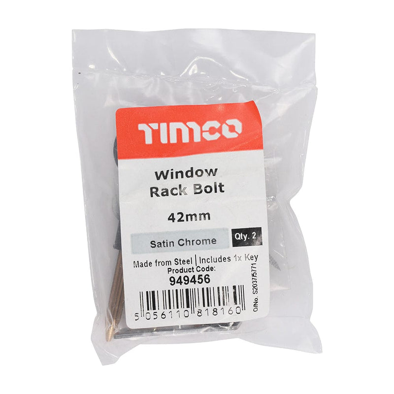 TIMCO Security & Ironmongery TIMCO Window Rack Bolts Satin Chrome - 42mm