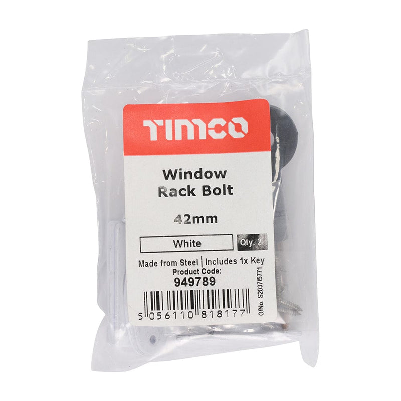 TIMCO Security & Ironmongery TIMCO Window Rack Bolts White - 42mm