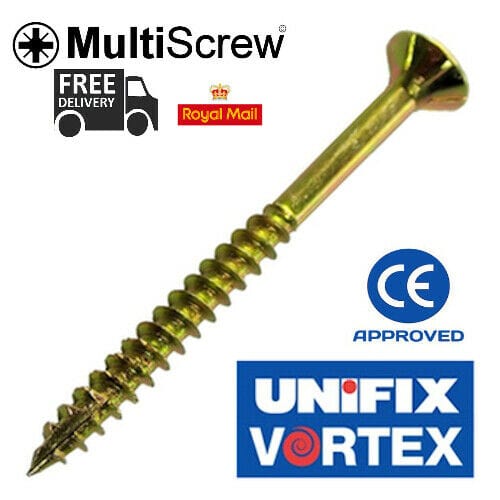 1600 Piece Vortex Professional Wood Scews Mixed Pack Pozi Gold Counter